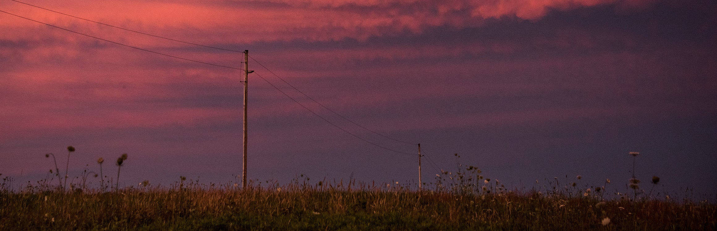 Power lines at sunset